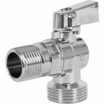 Шаровой кран латунный для подключения сантехнических приборов 1/2"x3/4" НР угловой, Tmax=110°С, Itap