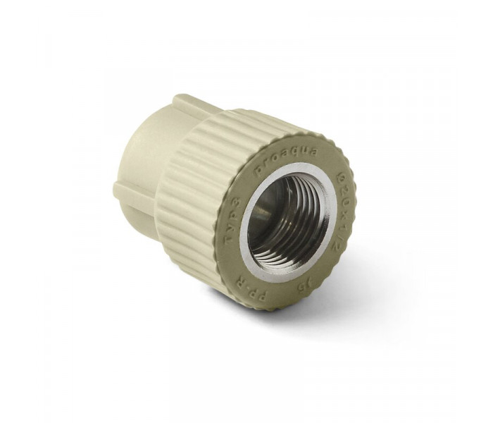 Муфта PPR комбинированная 20х3/4" ВР, серая, Pro Aqua