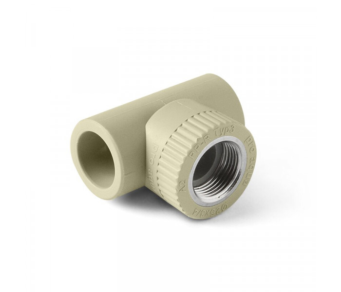 Тройник PPR комбинированный 25х1/2" ВР, серый, Pro Aqua