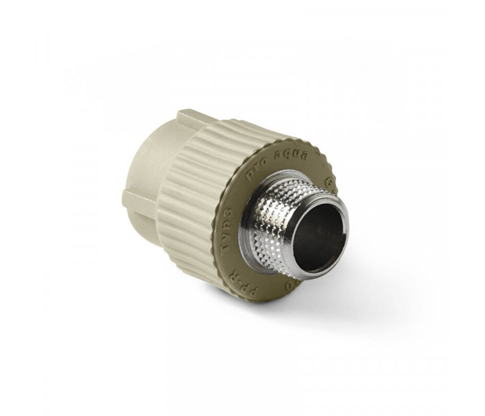 Муфта PPR комбинированная 25х3/4" НР, серая, Pro Aqua