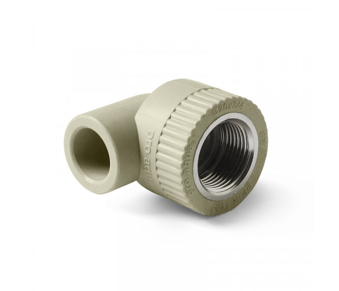 Угольник PPR комбинированный 25х1/2" ВР/90°, серый, Pro Aqua