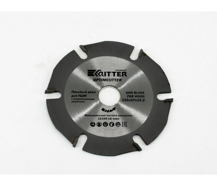 Диск пильный OptimCutter 125х22,2 6T тв. зуба (по дереву, пластику, гипсокартону) для УШМ // Ritter