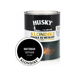 Краска по металлу HUSKY-KLONDIKE мат. чёрная  RAL 9005 0,9л