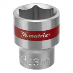 Головка торцевая, 23 мм, 6-гранная, CrV, под квадрат 1/2", хромированная// Matrix